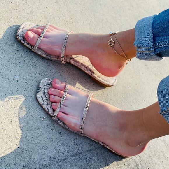 Clear Snakeskin Sandals - Picture 4 of 7